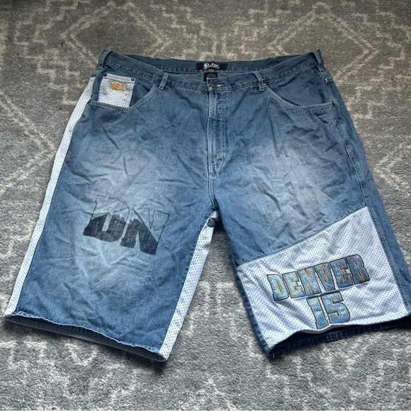 Denver Nuggets Shorts Men 46 UNK Denim Blue NBA Carmelo Anthony 15 Baggy RARE - Picture 1 of 15